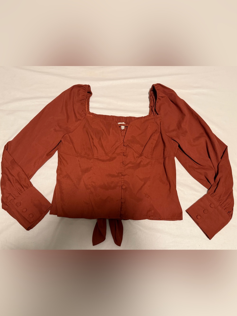 Moon River Cropped Rust Red Blouse